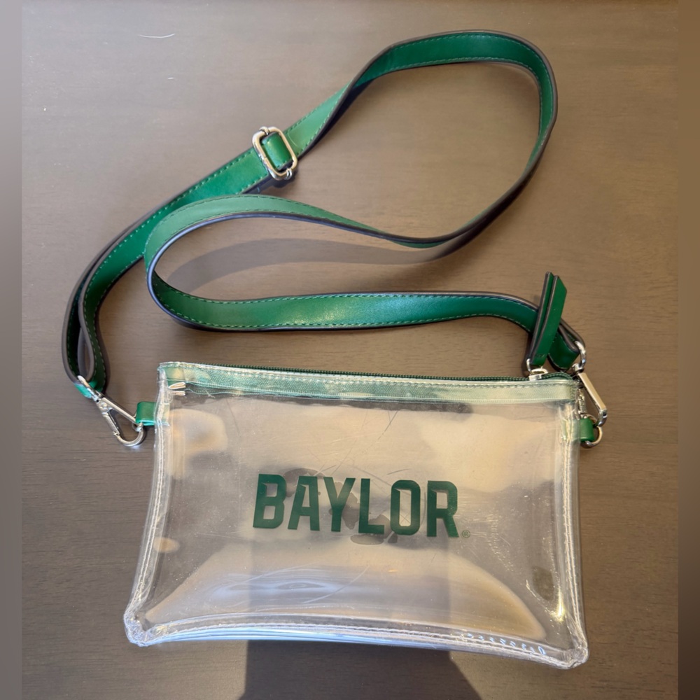 Baylor Bears Clear Crossbody Bag with Green Strap